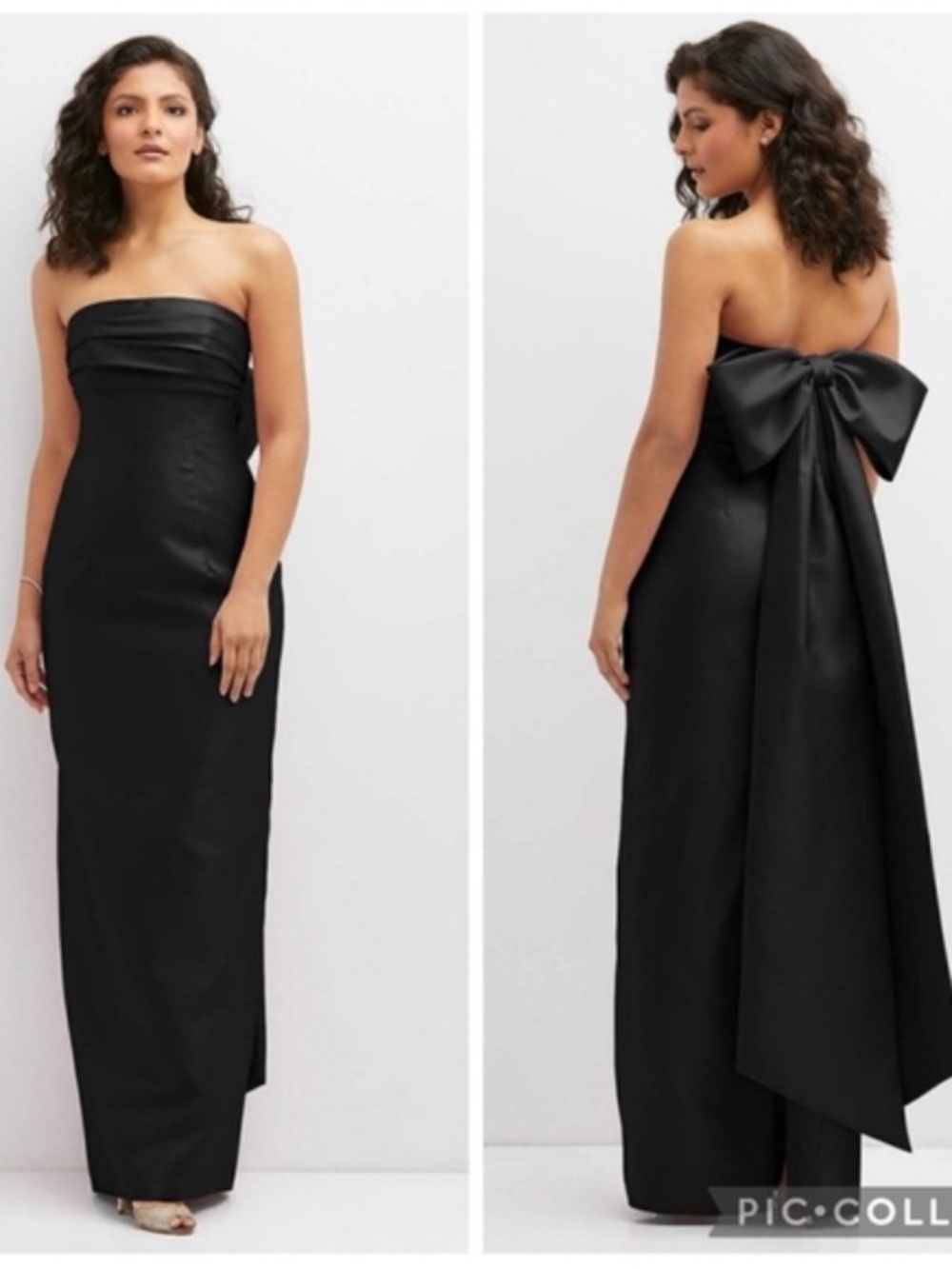 Alfred Sung D856 Strapless Twill Bow Back Column Gown Black Size 14-16